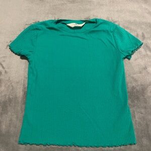 Green Ribbed Women's Top